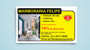 Cartão de visitas da Marmoraria Felipe.