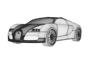 Carro digital em transição de malha para renderizado.