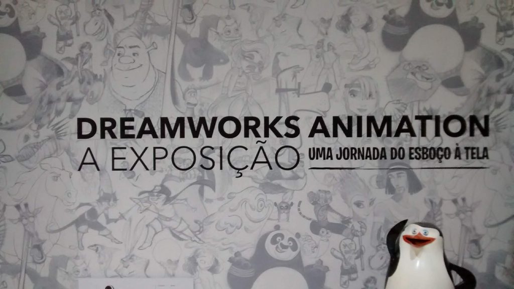 Painel de Boas-Vindas da exposição da DreamWorks no CCBB